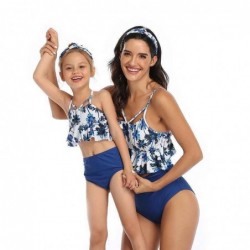 Size is 2T-3T(104cm) Short Sleeve 1 Pieces boys Swiming Blue Halter Backless 2 Pieces Mommy and Me Tankini Family Matching Swimw