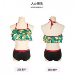 Size is S Women Cosplay Demon Slayer Tomioka Giyuu Bikini Halter Ruffle 2 Pieces Swimsuits Green Beach Swimwear