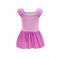 Size is 2T-3T(90cm) Little Girls Cos Disney Tangled Princess 1 Pieces Swimsuits Round Collar Beach Swim Skirt With Cap