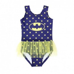 Size is 2T-3T(100cm) Toddler Baby One Piece Swimsuits Sleeveless Batman Print Round Collar Net Yarn Swim Skirt With Cap