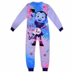 Size is 5T-6T(120cm) Kids Cosplay Vampirina Jumpsuit Zipper Front Long Sleeve Outfit Costumes With Mask For Halloween Party 5T-1