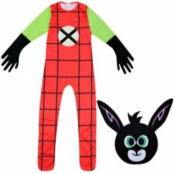 Size is 5T-6T(120cm) Kid Cos Rabbit Bing Jumpsuit Zipper Back Long Sleeve Costumes With Mask For Halloween 5T-13T