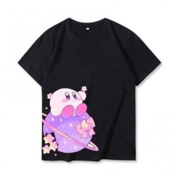 Size is S Black Summer Casual Outfit For Boyfriend And Girlfriend Short Sleeves Kirby Print T-Shirt Couples
