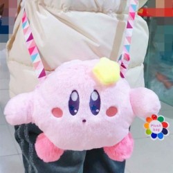 Size is M So Cute Little Buddy Kirby's Adventure Pink Plush Crossbody Bag For Girls Best Gift