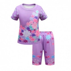 Size is 2T-3T(100cm) Cos Encanto Isabela Summer Nightgown For Little Girls Short Sleeve 2 Pieces Flowers Print Pajamas With Bag