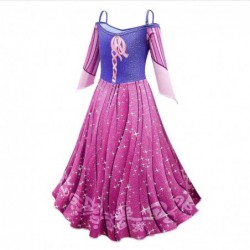 Size is 2T-3T(100cm) Cosplay Princess Rapunzel 1 Piece Dresses Halloween Costumes For Girls Halter Purple Casual Summer Dresses