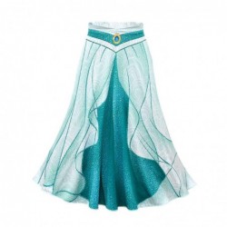 Size is 2T-3T(100cm) Cosplay Princess Jasmine 2 Piece Dresses Halloween Costumes For Girls Halter Net Yarn Casual Summer Dresses