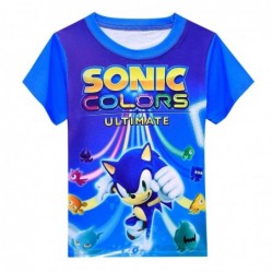 Size is 4T-5T(110cm) Sonic the Hedgehog Print Shorts Set for Kids Short Sleeve Blue 2Pcs Summer T-Shirt Boys 2T-13T