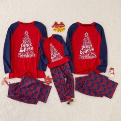 Size is 1T-2T Pyjamas Set Christmas Tree Top Plaids Pants His And Hers