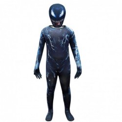 Size is 4T-5T(110cm) For Halloween Kid Cosplay Venom Jumpsuit Long Sleeve Costumes Zipper Back With Head Mask
